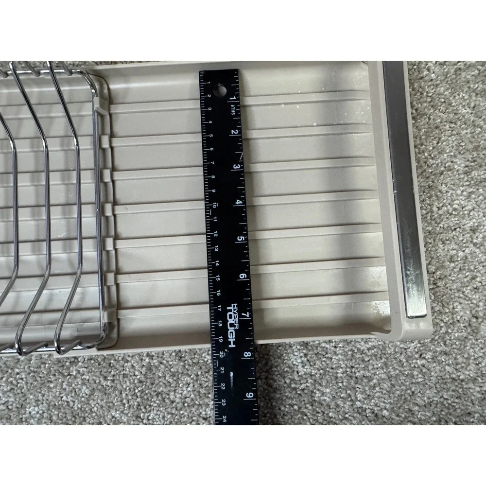 Expandable Dish Drying Rack Beige Plastic Chrome Wire Kitchen Counter Organizer